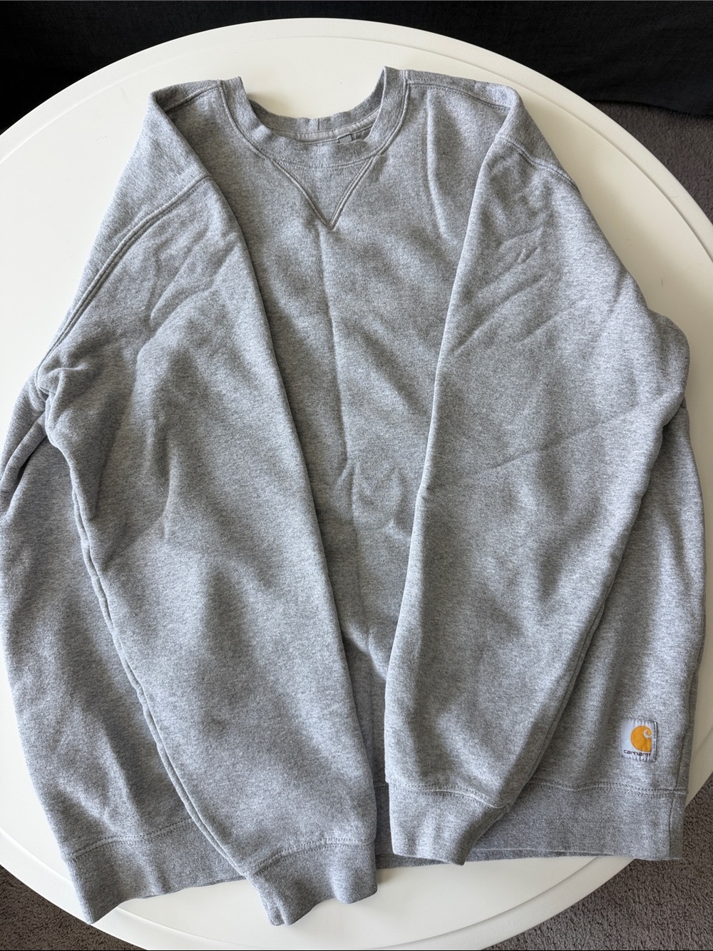 Carhartt Men's Light Gray Crewneck Sweatshirt with Logo Patch
